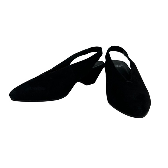 Eileen Fisher Gatwick Black Suede Slingback Pointed Low Heels Minimalist 7.5 - Picture 3 of 8